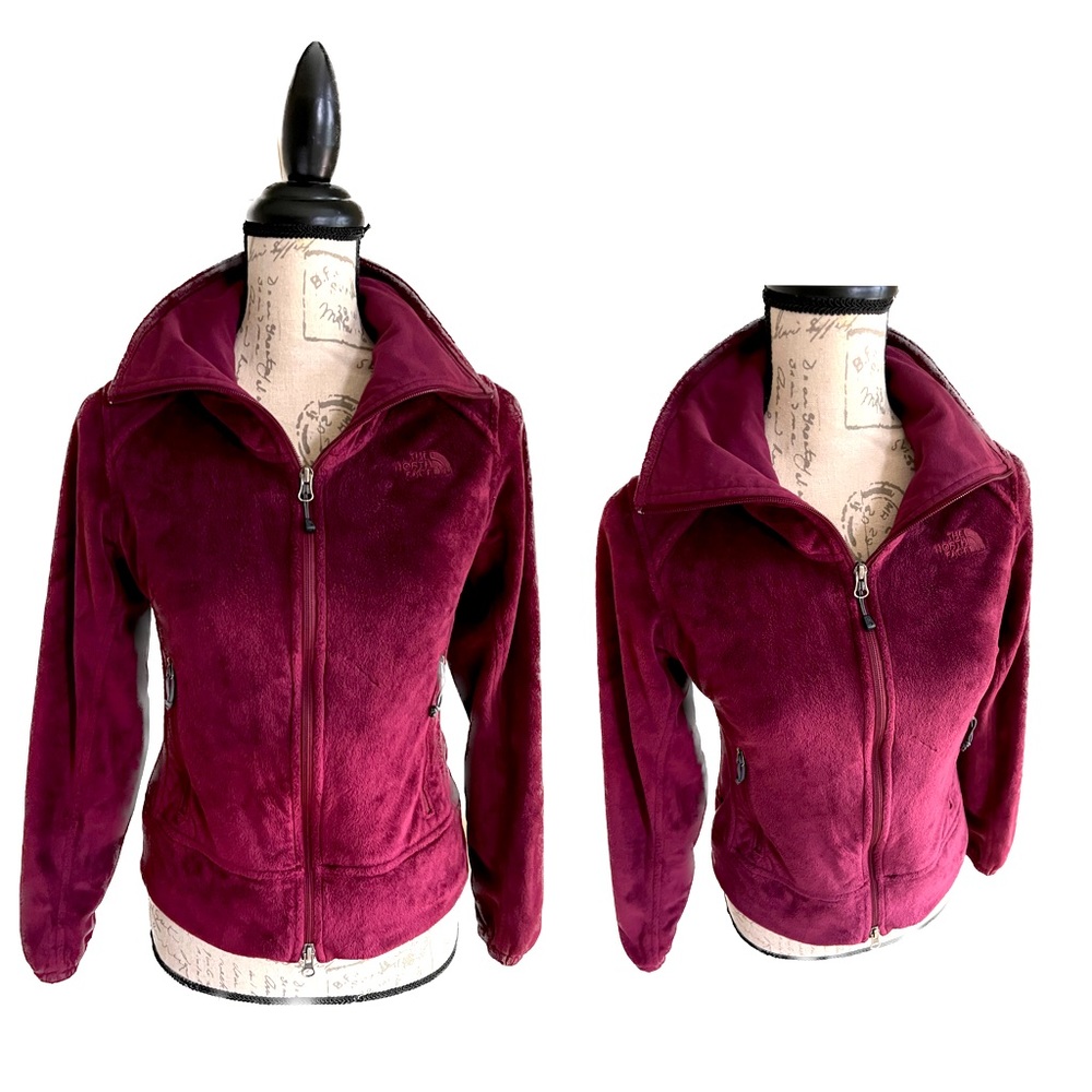 The North face burgundy zip-up jacket